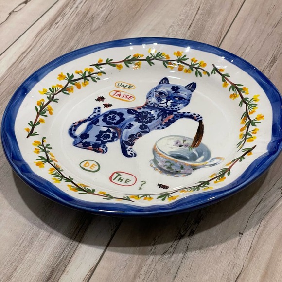 Anthropologie Nathalie Lete 10” Cat Plate. Collectible Dinner Plate - Picture 2 of 4
